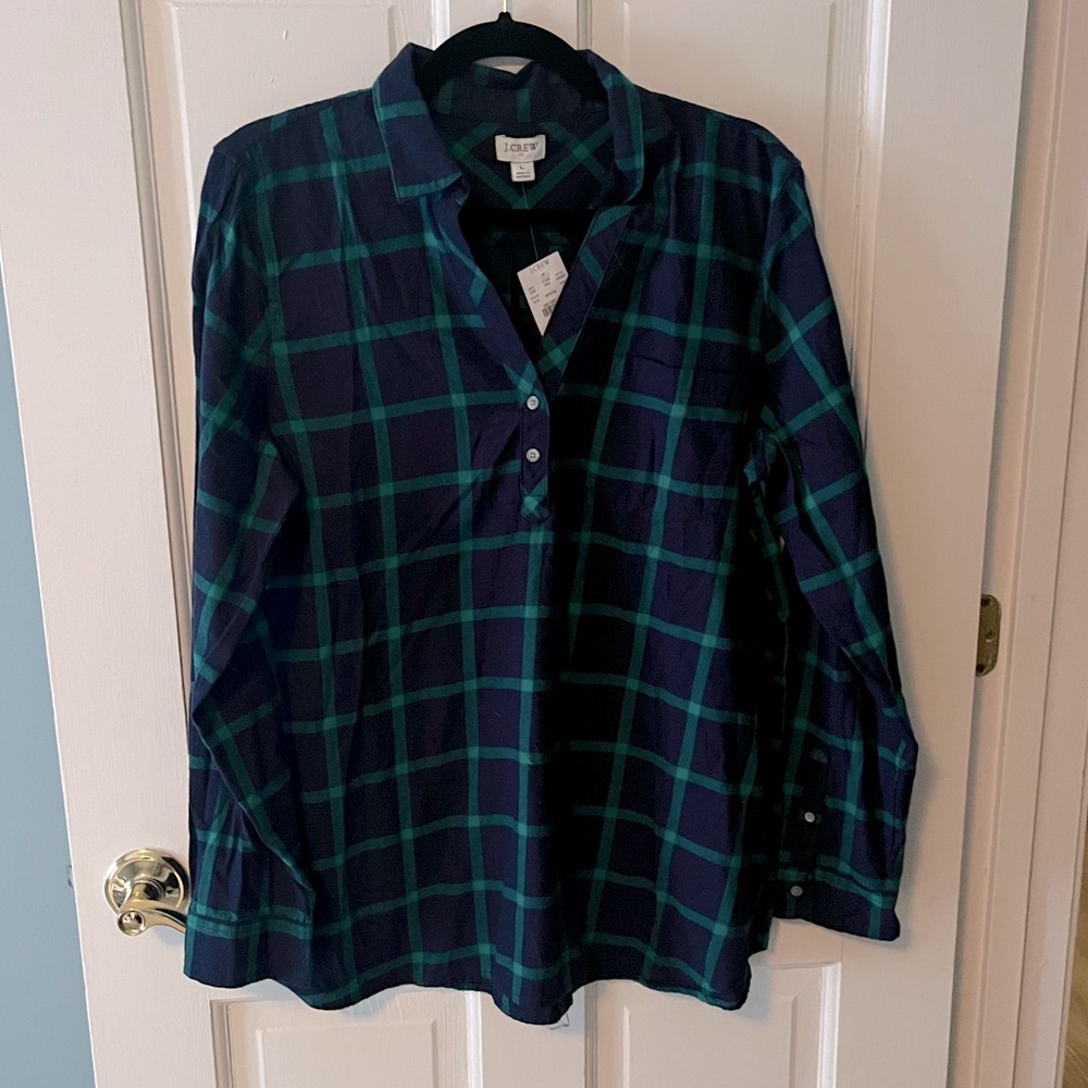 J.Crew blue/green long sleeve blouse